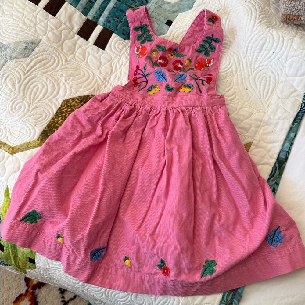 Mini Boden Pink Corduroy Pinafore 2/3T